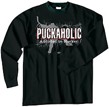 Long Sleeve Hockey T-Shirt: Puckaholic