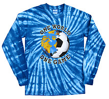Long Sleeve Soccer T-Shirt: One World Soccer Tie Dye (BlueBurst)
