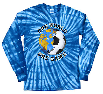 Pure Sport Long Sleeve Soccer T-Shirt: One World Soccer Tie Dye (BlueBurst)