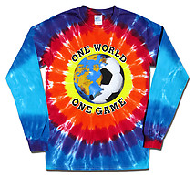 Long Sleeve Soccer T-Shirt: One World Soccer Tie Dye (SunBurst)