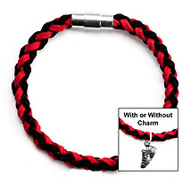 Braided Faux Suede Running, Cross Country & Track Unisex Bracelet (Team Colors Red & Black)