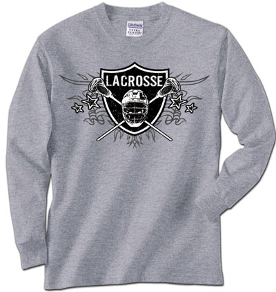 Pure Sport Long Sleeve Lacrosse T-Shirt: Lacrosse Sheild